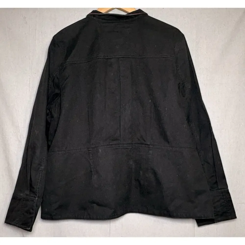 Y2K Tommy Hilfiger Jeans Black Denim Canvas Trucker Jacket Woman's‎ Sz 1X